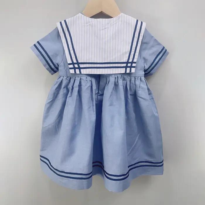 Costume de marin pour garçons et filles, uniforme court bleu marine, ensemble de cravates rayées, ro