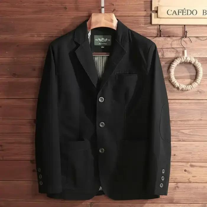 Blazer en pur coton grande taille pour homme, style italien élégant, coupe décontractée ajustée, tro