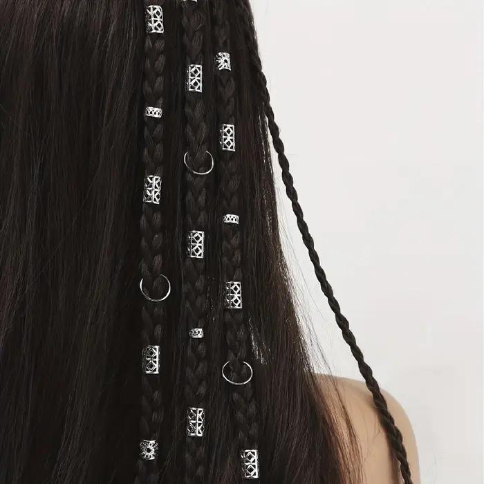 80 pièces anneau de cheveux creux bricolage style de cheveux accessoires de cheveux Loc bijoux de ch