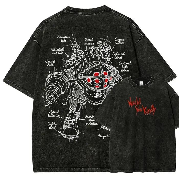 T-shirt imprimé graphique rétro classique de jeu de tir Bioshock, pour hommes et femmes, nouveau sty