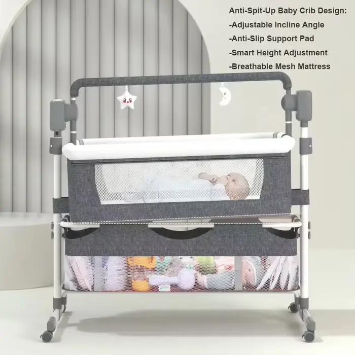 Berceau Électrique Portable pour Bébé avec Fonction Balancelle Automatique, Télécommande Bluetooth e