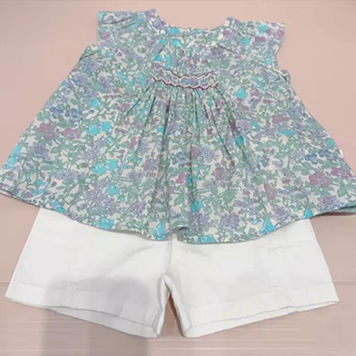 Pré-vente (expédition en avril) 2026 BP Printemps-Été Blouses smockées pour bébés filles Chemises à