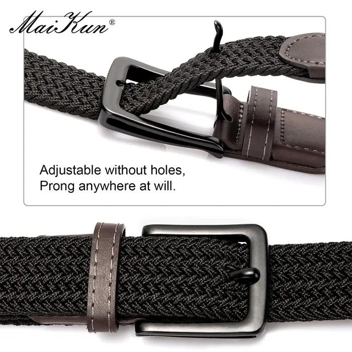 MaiKun 2 pièces toile hommes ceintures mode élastique métal boucle ardillon militaire tactique surél