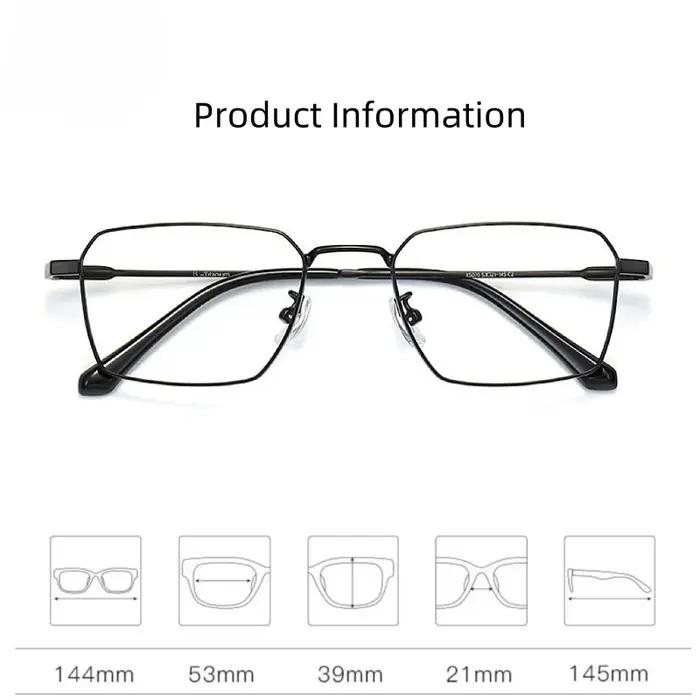 Monture de lunettes en titane pour hommes, grand visage, Ultra légère, polygonale, Prescription opti