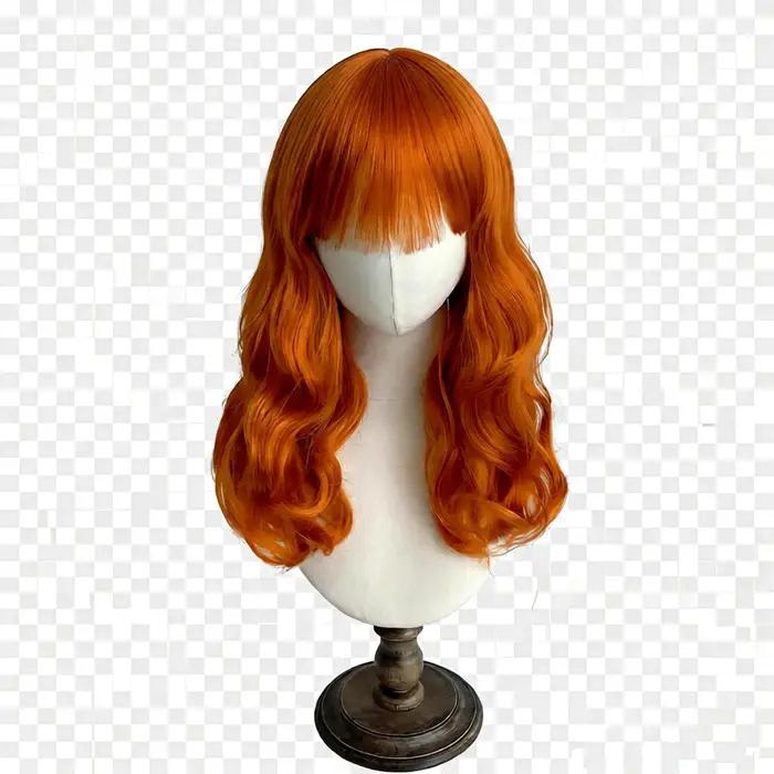 Perruque orange longue bouclée pour fille 2 ans - Accessoire photo et spectacle enfant - Coiffe bébé