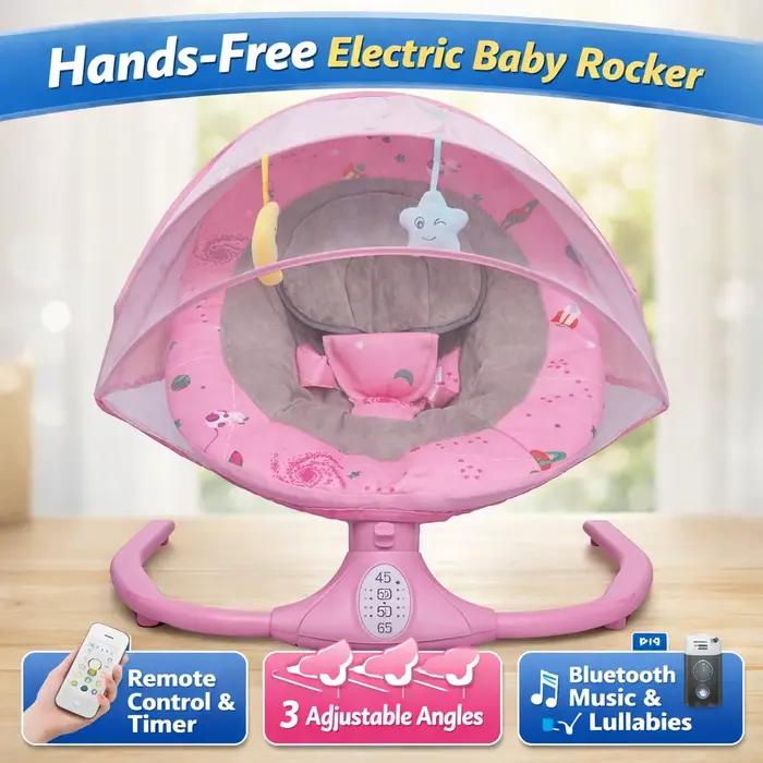 Chaise berçante électrique pour bébé avec télécommande, angle et vitesse réglables, musique Bluetoot