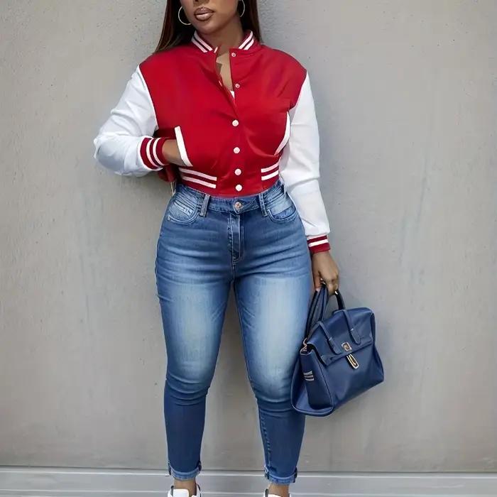 Veste de baseball à simple boutonnage pour femmes, veste assortie, européen et N, document, printemp
