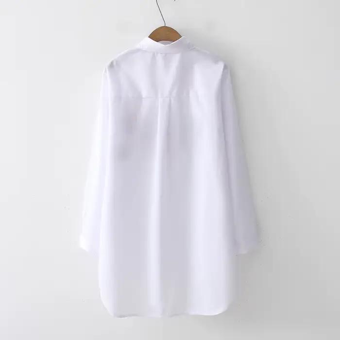 2024 nouvelle chemise blanche décontractée boutonnée col rabattu femme Blouse à manches longues coto