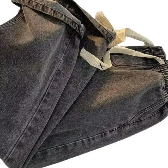 Nouveaux jeans américains à cordon de serrage pour hommes, printemps-automne, pantalons décontractés