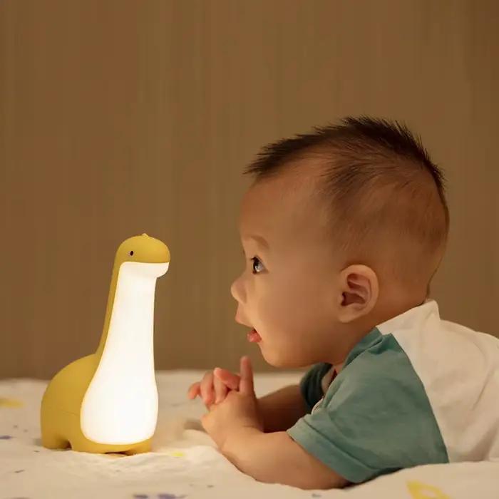Veilleuse dinosaure mignonne pour enfants, Protection des yeux, lampe de chevet, chargement USB, déc