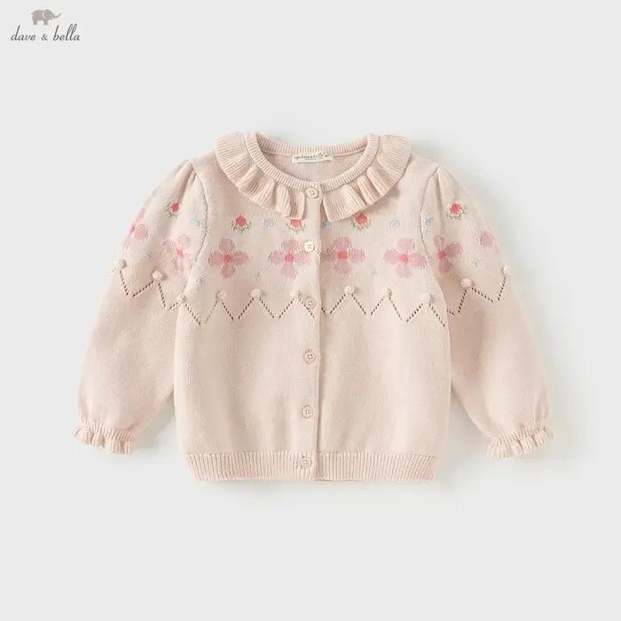 Dave Bella automne hiver filles bébé enfants pull tricoté pull décontracté doux mignon doux tricots