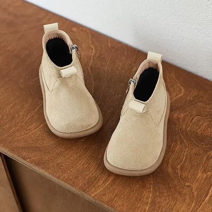 Bottes enfants automne hiver anti-dérapantes - Chaussures Oxford daim peluche pour garçons et filles