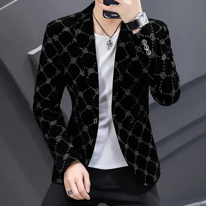 Veste en velours côtelé mince pour hommes, blazers trempés, manteau décontracté, robe d'affaires, so