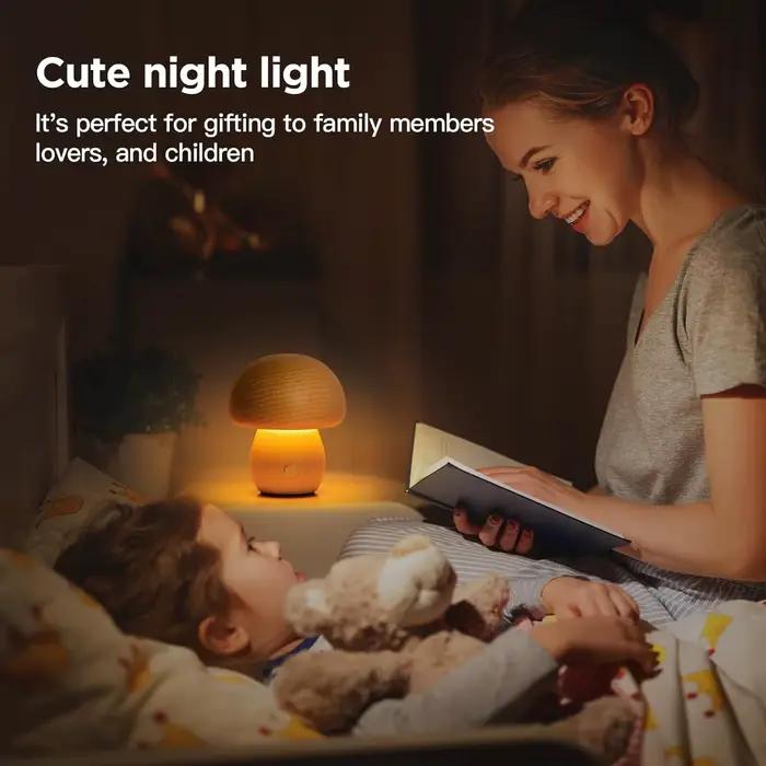 Lampe de Table champignon tactile Rechargeable, Portable, veilleuse de chevet pour chambre à coucher