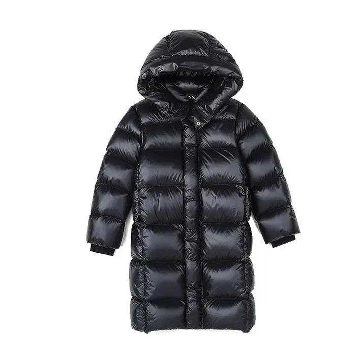 Manteau Long en coton épais noir et or pour enfants, veste d'hiver en coton pour garçons et filles,