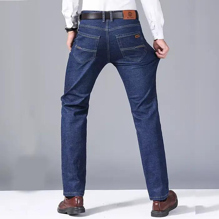 Hommes doux droit Denim pantalon 2025 automne classique affaires noir Biker jean salopette Masculino
