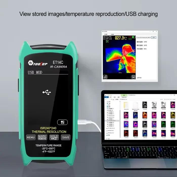 TOOLTOP ET14C 2.8 pouces imageur thermique 25Hz caméra d'imagerie thermique domestique ISR240x240 th