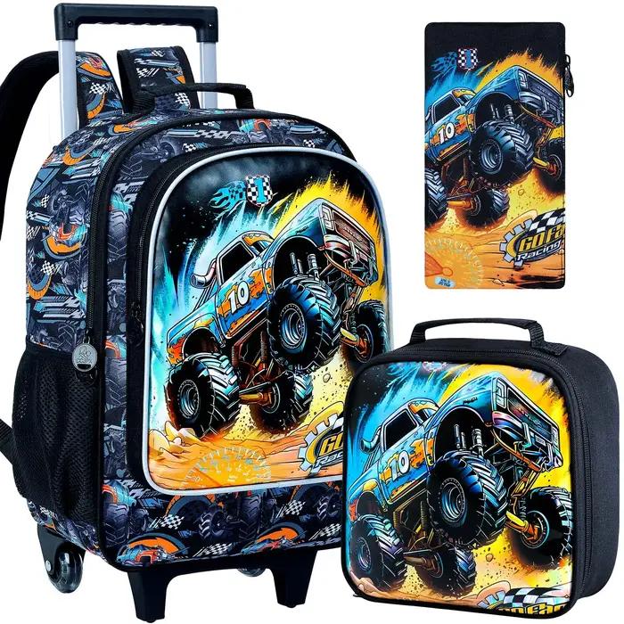Sac à dos à roulettes pour garçons, cartable à roulettes pour enfants, sac d'école primaire à roulet