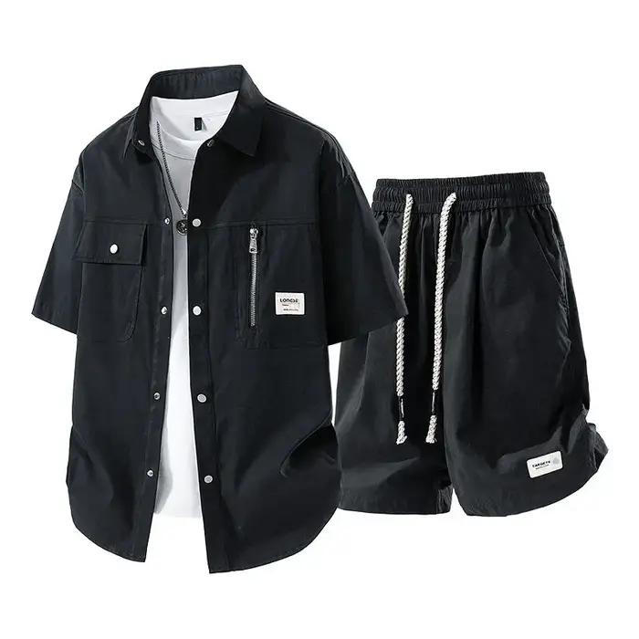 Ensemble chemise et Short à manches courtes pour hommes, décontracté, polyvalent, à la mode, Cool, t
