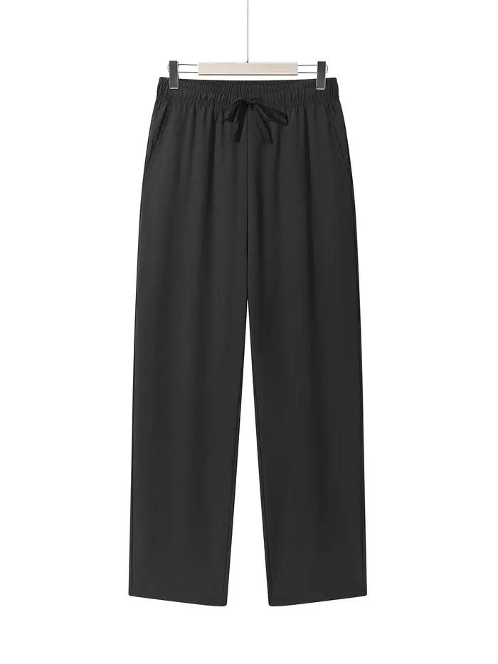 Pantalon léger pour hommes, pantalon de survêtement décontracté, couleur unie, cordon droit, respira