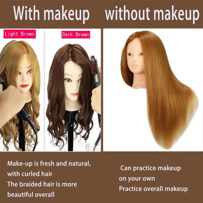 Tête de poupée colorée avec 85% cheveux humains mélangés de 60cm pour coiffeurs tête de Mannequin co