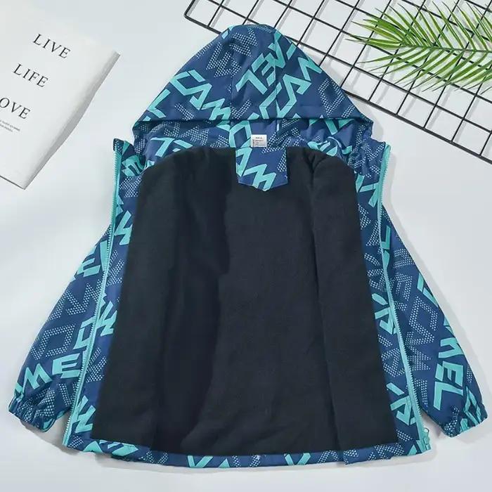 Veste extérieure épaisse imperméable pour garçon - Manteau à capuche coupe-vent mode automne