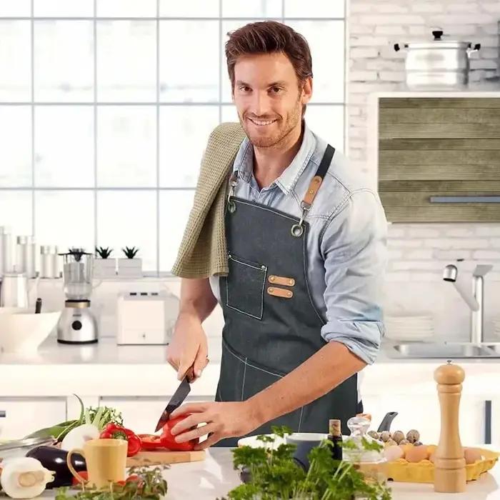 Tablier en toile de ménage résistant à l'huile peut essuyer les mains cuisine hommes femmes adultes