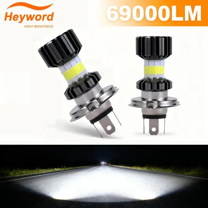 Ampoules de phares de Moto H4 LED H6 BA20D 69000LMLED, 8 côtés COB blanc 6000K, lampe Hi Lo, accesso