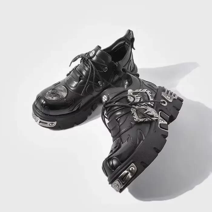 Peau de vache Rock flamme tendance sculpture Punk foncé petit cuir crâne conception bas gothique à s