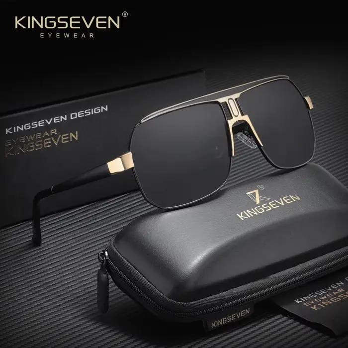 KINGSEVEN Lunettes de soleil de luxe modernes pour hommes et femmes, polarisées UV400, monture large