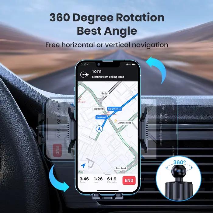 Support de téléphone de voiture universel avec verrouillage automatique pour grille d'aeration de vehicule compatible avec iPhone Samsung