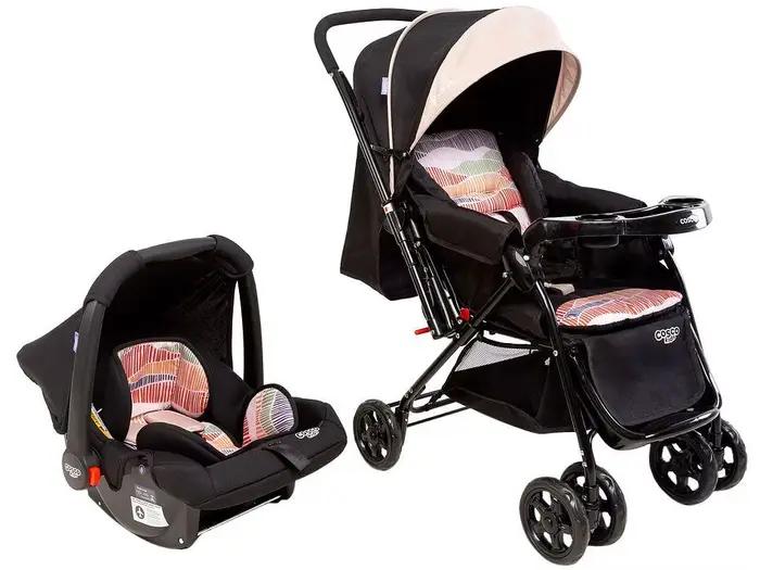 Poussette Confortable pour Bébé de 0 à 15kg, Système de Voyage Cosco pour Enfant, Paupières, 4 Roues
