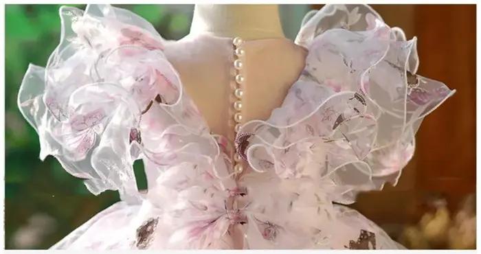 Robe de soirée princesse pour enfants, à la mode, imprimé, à volants, Design, mariage, anniversaire,