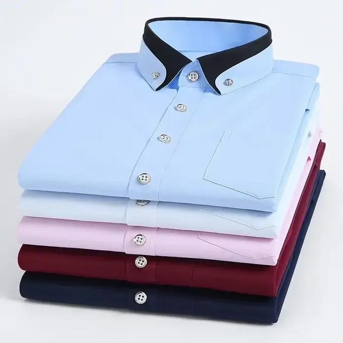 Chemise élastique à manches longues pour hommes, chemise d'affaires décontractée, chemise confortabl