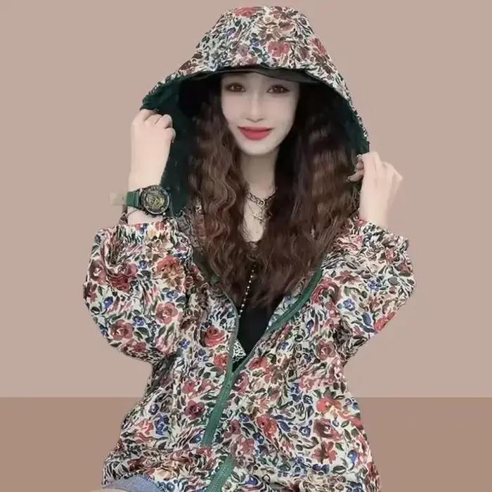 Veste à capuche à manches longues pour femmes, sweat-shirt imprimé vintage Harajuku, veste d'été, vê