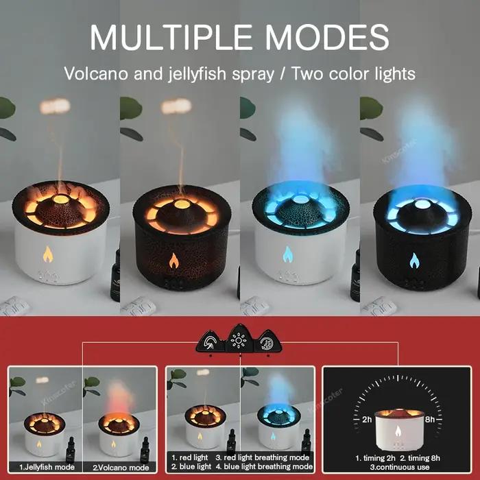 KINSCOTER volcan flamme diffuseur d'arôme méduse anneau de fumée humidificateur d'air 360ml aromathé
