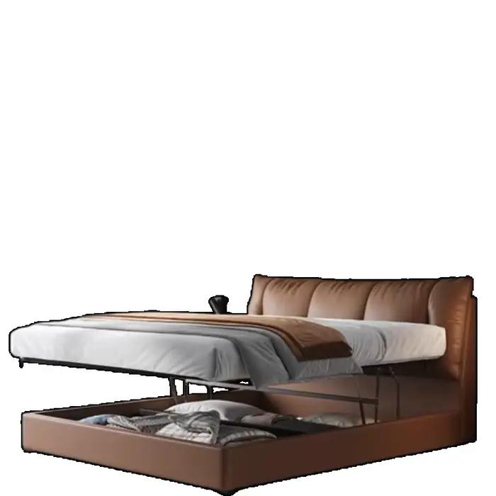 Cadre rembourré lit queen tête de lit rangement minimaliste lit moderne luxe pour chambre élégante et rangement efficace