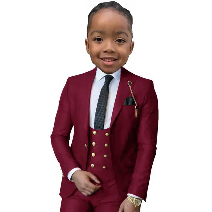 Costume formel pour garçons 3 pièces (veste + pantalon + gilet), smoking de mariage pour enfants de
