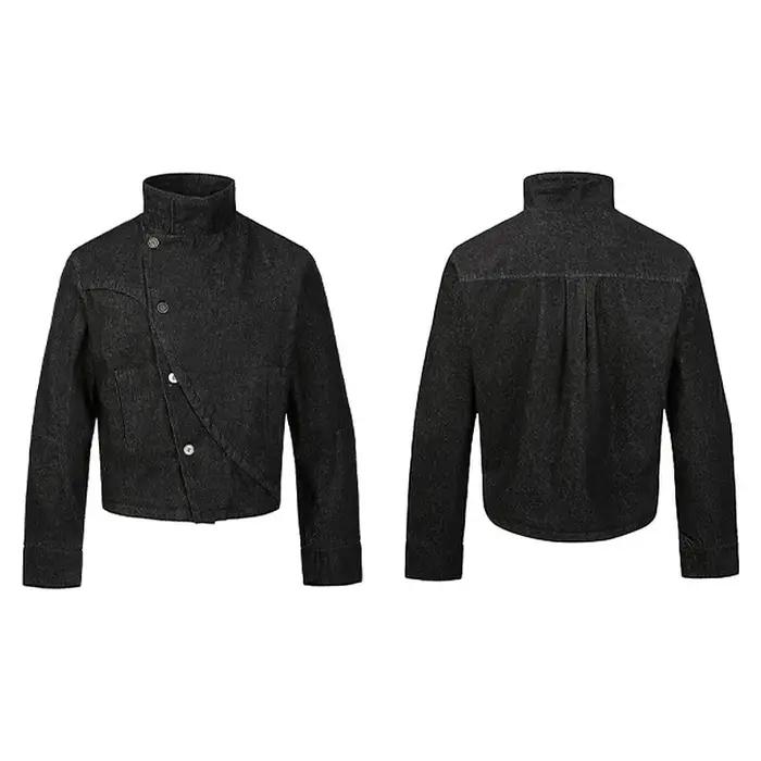 Veste en jean pour homme, nouvelle collection printemps-automne, couleur unie simple, col montant, v