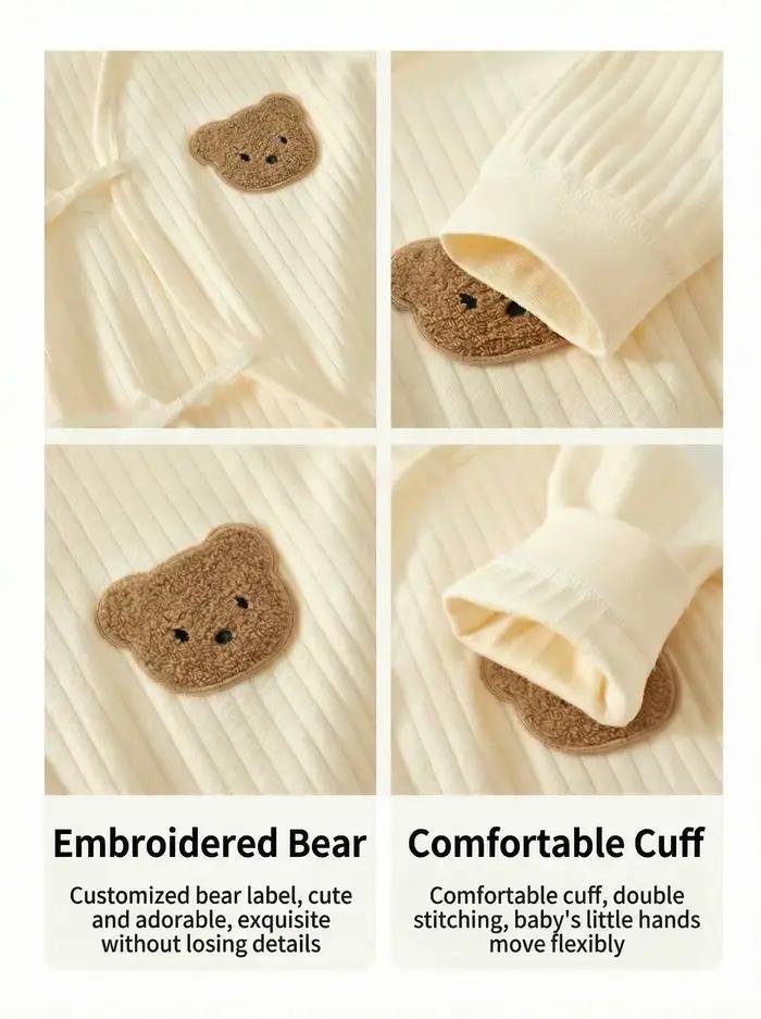 Somenie Combinaison tricotée pour bébé, 100% coton, manches longues, tenue une pièce pour garçons et