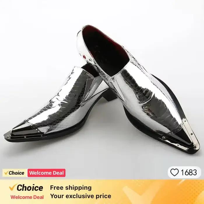 Gentleman IQUE Shoes Patchwork Crystal Designer pour hommes, métal pointu, Parker, marque de fête de