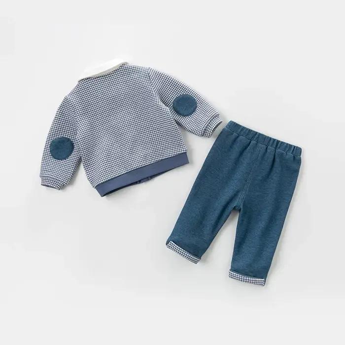 Ensemble de vêtements DB13360 pour bébés garçons, costume à carreaux, pantalon à manches longues, be