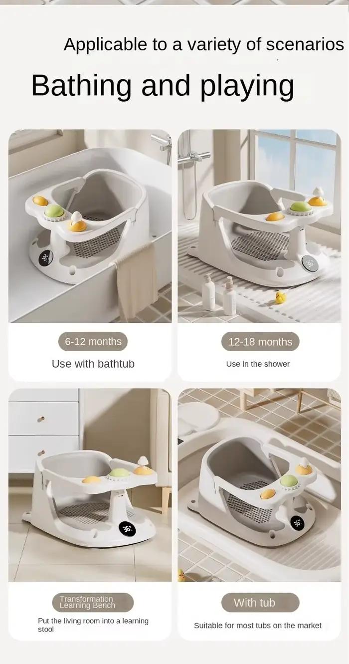 Siège de bain pour bébé de 6 mois et plus, chaise de bain avec coussin antidérapant, Design enveloppant, siège de bain pour bébé en bas âge avec coussin doux