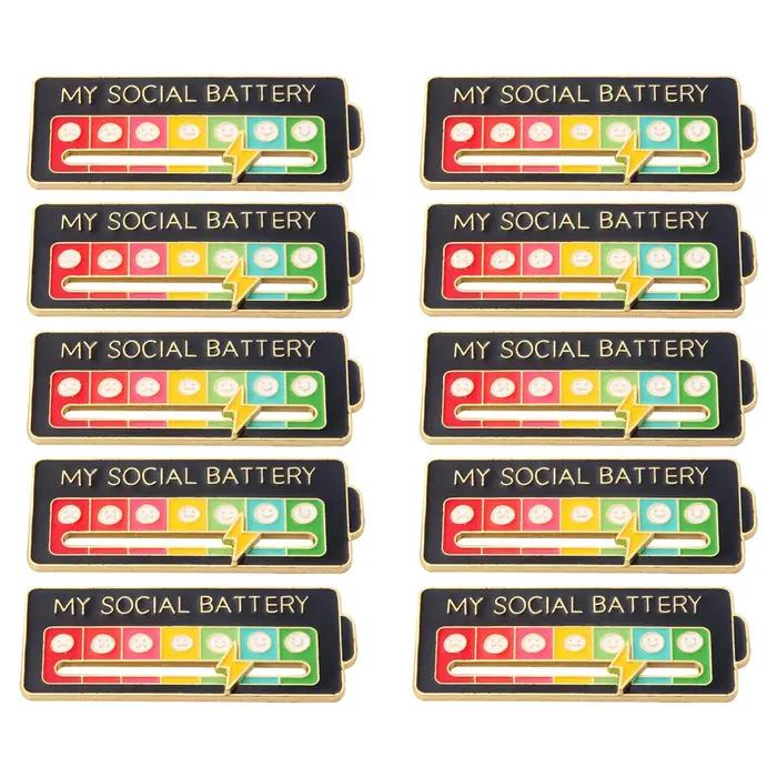 10 pièces mes broches de batterie sociale pour femmes hommes broche d'expression de Conversion d'hum
