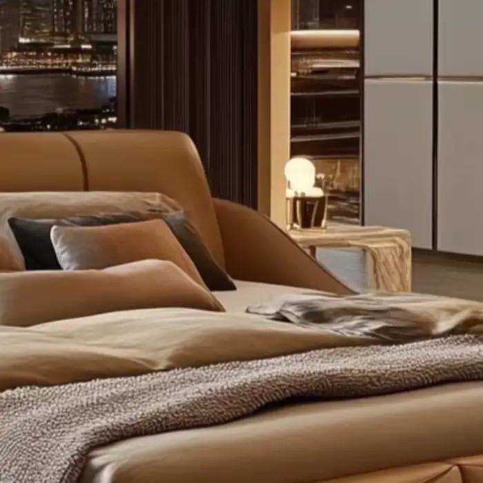 Tête de lit king size élégante design européen de luxe pour chambre à coucher moderne et confortable décoration intérieure sophistiquée