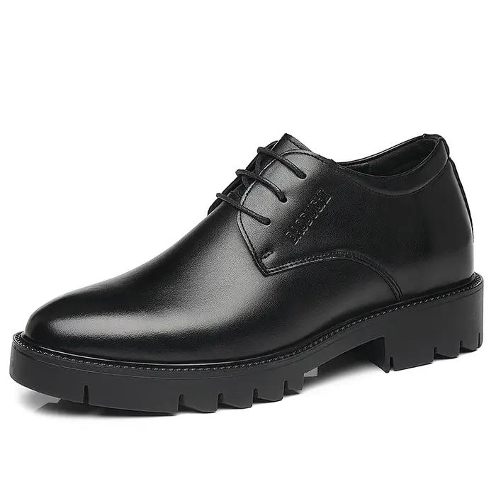 Chaussures pour hommes en cuir de vache augmentant la hauteur de 7cm, chaussures formelles à semelle