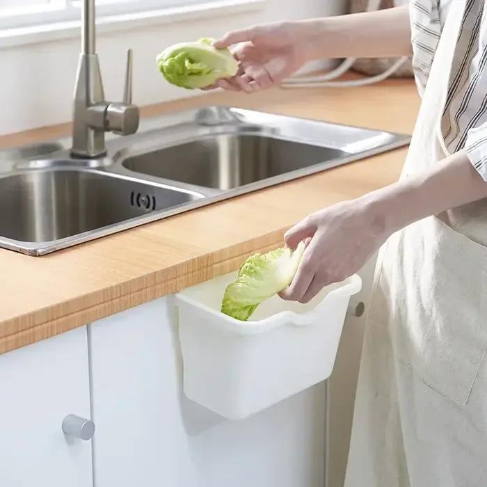 Boîte à ordures suspendue à la porte de l'armoire organisatrice domestique conteneur alimentaire armoire de cuisine porte suspendue poubelle boîtes de rangement pour une cuisine ordonnée et propre