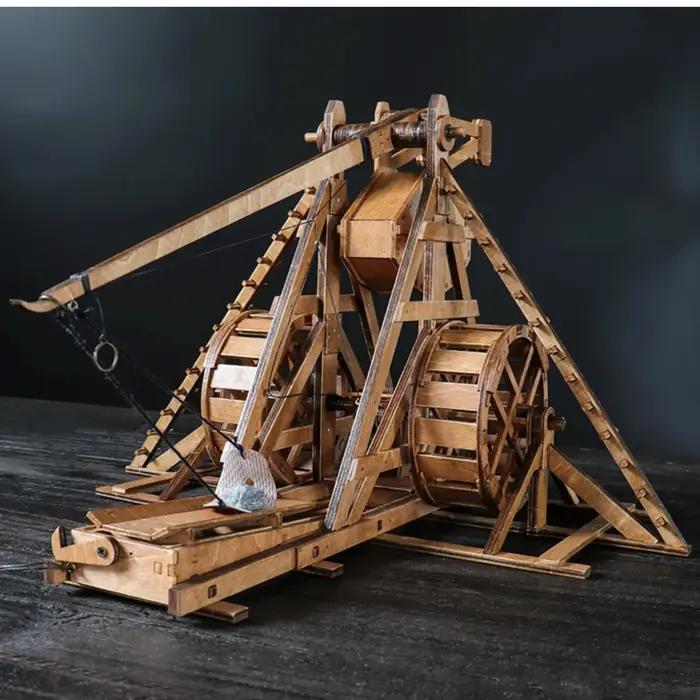 Modèle de Trebuchet 3D en bois 1:48 pour bricolage et assemblage artisanal occasion spéciale historique