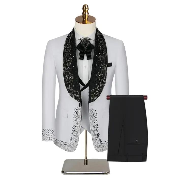 Ensemble de costumes de luxe légers de haute qualité pour hommes, 3 pièces, robe Blazer de fête pour