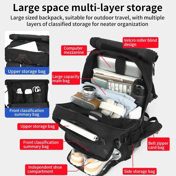 Sac à dos de voyage pour homme, sac à dos décontracté pour homme pour voyage, grand sac à dos de voy